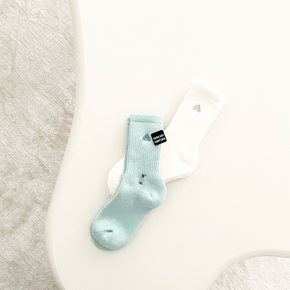 adidas Super Soft Comfy Crew Socks - Set of 2   SIZE 5-10